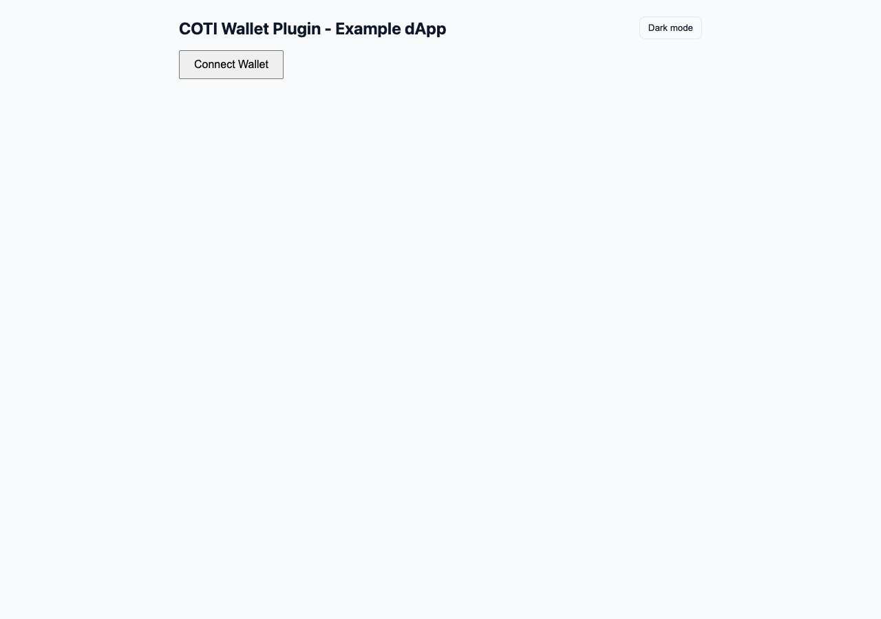 COTI Wallet Plugin example dApp